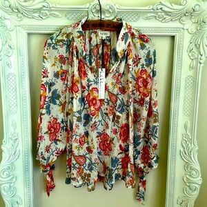 NWT Nicole Miller, New York floral long sleeve shirt size XL